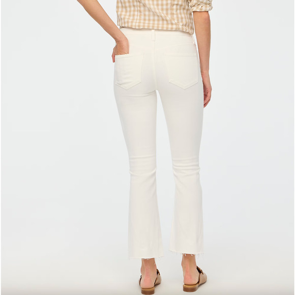 J.Crew Flare Crop White Jean Signature Stretch Denim Mid Rise Ankle US 31 NWT - Picture 2 of 14